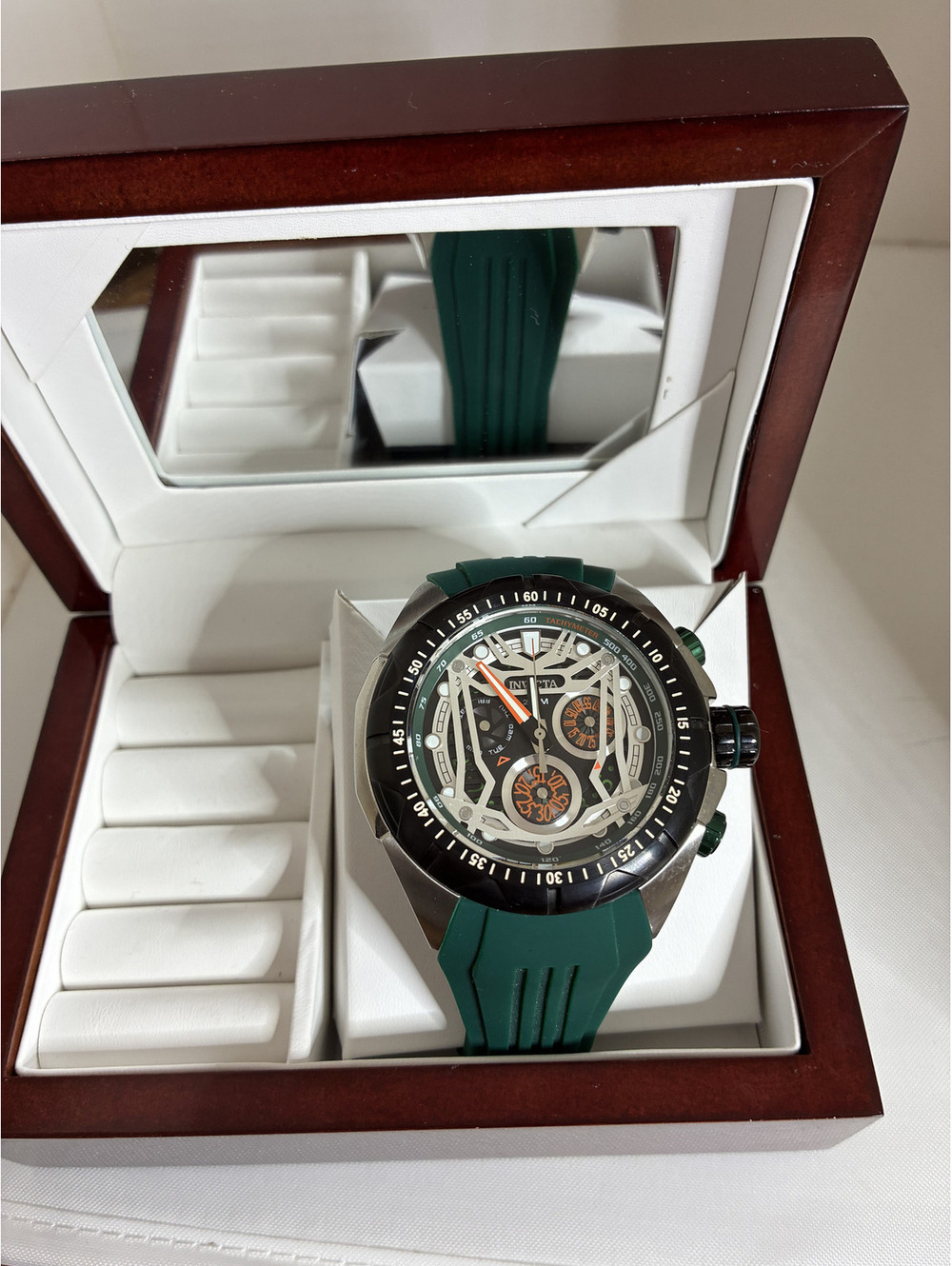 Invicta Hydromax II Skeletonized Dial Men's 54mm Chrono Watch with Green Strap